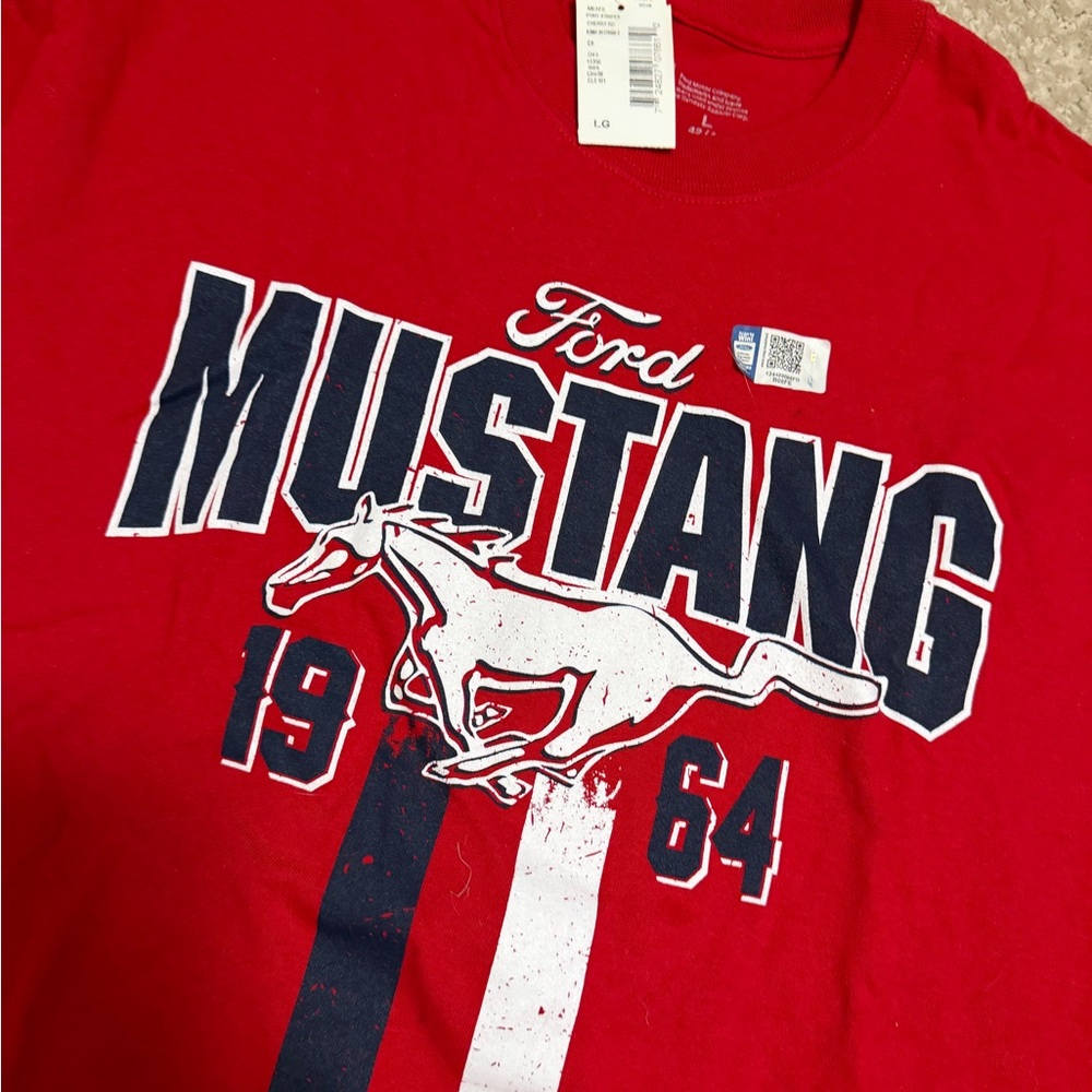 Vtg Sears New with Tags Ford Mustang Red 1964  Graphic Tee Mens‎ large - Picture 2 of 4